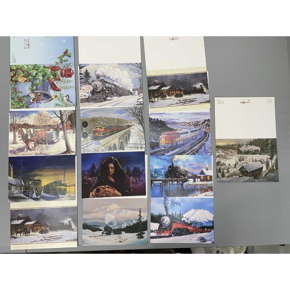 Leanin Tree Christmas Holiday Cards 25 Assortment Animals‎ Trains No Envelope